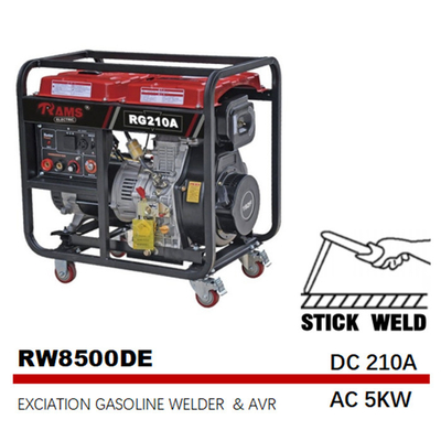 monophasé électrique de soudure à C.A. 5kw de début d'excitation de générateur du bâton 210A diesel