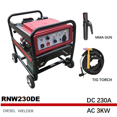 Le CE a approuvé réservoir RNW230DE de C.C 1.6kw de Gen Welder d'arc de l'ESSENCE 230A le petit