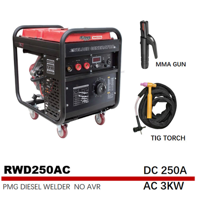 générateur d'essence des générateurs 531cc 3kw de soudure à l'arc électrique de 75V RWD250AC 250A