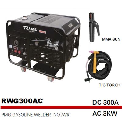 RWG300E soudeuse motorisée 3kw d'arc d'essence de 300 ampères de fréquence moyenne