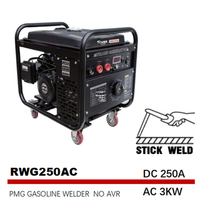 C.A. 3kw 250 déplacement de la fréquence 531cc de Generator Arc Medium de soudeuse d'ampère