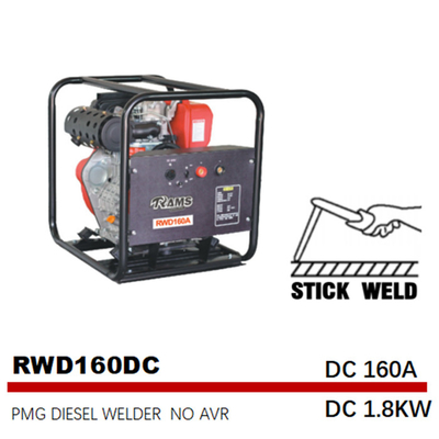 bâton 160A soudant de fréquence moyenne diesel de C.C 1.8kw pmg de générateur